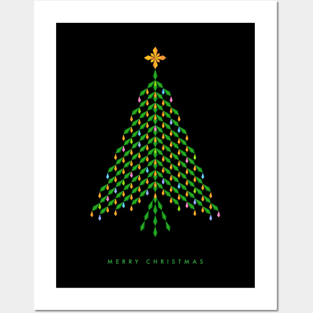 Merry Christmas with elegant crystal Christmas Tree design Wall Art by kindsouldesign